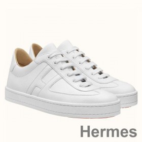 Hermes Boomerang Sneakers In White Epsom Leather
