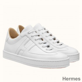 Hermes Boomerang Sneakers In White Epsom Leather