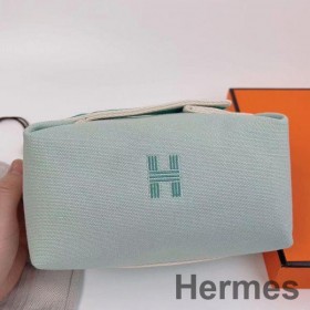 Hermes Bride - a - Brac Large Case in Light Green Canvas
