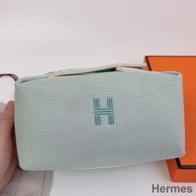 Hermes Bride - a - Brac Large Case in Light Green Canvas