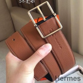 Hermes Brown Saddle 38MM Reversible Belt