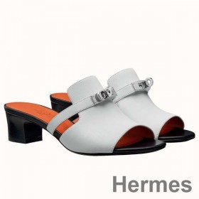 Hermes Candy 40mm Sandals In White Calfskin