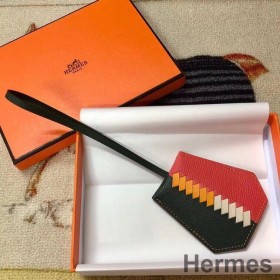 Hermes Clochette Cles Grand Tressage Charm In Green/Rose Lipstick