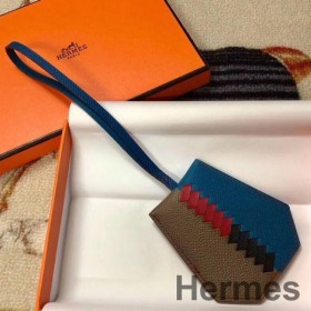Hermes Clochette Cles Grand Tressage Charm In Taupe/Blue
