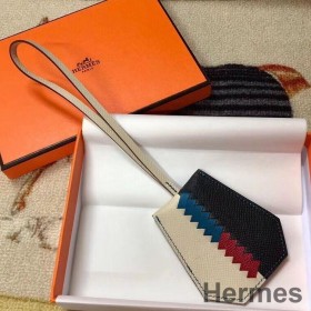 Hermes Clochette Cles Grand Tressage Charm In White/Black