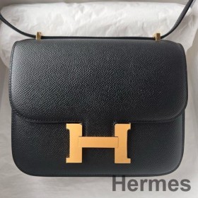 Hermes Constance 1 - 18 Mirror Bag In Black Epsom Calfskin