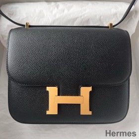 Hermes Constance 1 - 18 Mirror Bag In Black Epsom Calfskin
