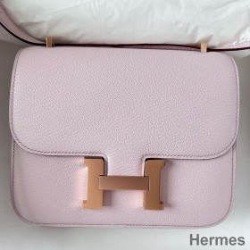 Hermes Constance 1 - 18 Mirror Bag In Mauve Pale Chevre Mysore Leather