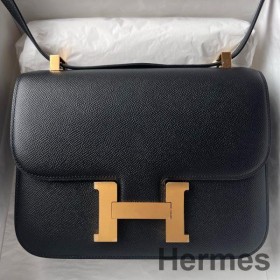 Hermes Constance 1 - 24 Mirror Bag In Black Epsom Calfskin