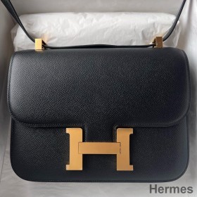 Hermes Constance 1 - 24 Mirror Bag In Black Epsom Calfskin