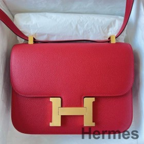Hermes Constance 1 - 24 Mirror Bag In Red Epsom Calfskin