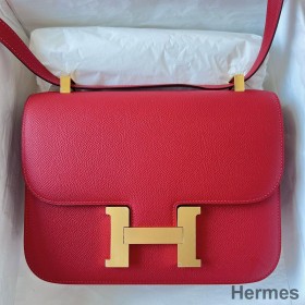 Hermes Constance 1 - 24 Mirror Bag In Red Epsom Calfskin