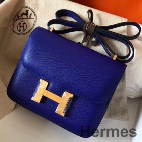 Hermes Constance 18 Handmade Bag In Blue Electric Epsom Leather