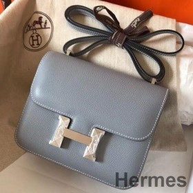 Hermes Constance 18 Handmade Bag In Blue Lin Epsom Leather
