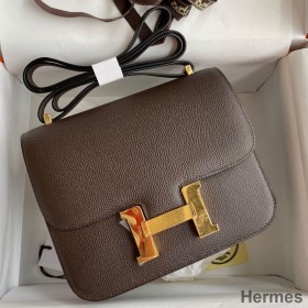 Hermes Constance 18 Handmade Bag In Chocolat Epsom Calfskin