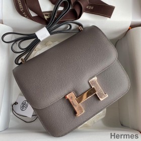 Hermes Constance 18 Handmade Bag In Etain Epsom Calfskin