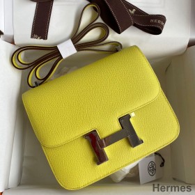 Hermes Constance 18 Handmade Bag In Lime Epsom Calfskin