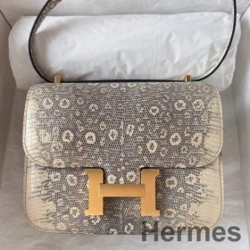 Hermes Constance 18 Handmade Bag In Natural Lizard Skin