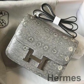 Hermes Constance 18 Handmade Bag In Ombre Embossed Natural Lizard