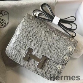 Hermes Constance 18 Handmade Bag In Ombre Embossed Natural Lizard