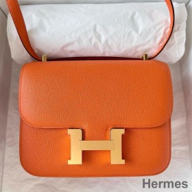 Hermes Constance 18 Handmade Bag In Orange Epsom Calfskin