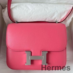 Hermes Constance 18 Handmade Bag In Rose Lipstick Evercolor Calfskin