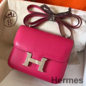 Hermes Constance 18 Handmade Bag In Rose Red Epsom Leather