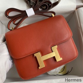 Hermes Constance 18 Handmade Bag In Sienna Swift Calfskin