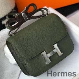 Hermes Constance 18 Handmade Bag In Vert Olive Epsom Leather