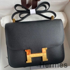 Hermes Constance 24 Handmade Bag In Black Epsom Calfskin