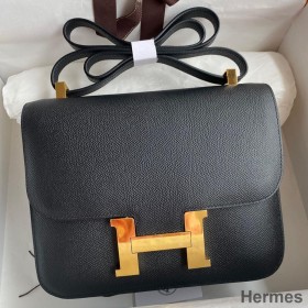 Hermes Constance 24 Handmade Bag In Black Epsom Calfskin