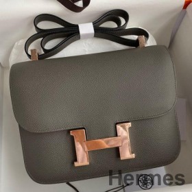 Hermes Constance 24 Handmade Bag In Etain Epsom Calfskin