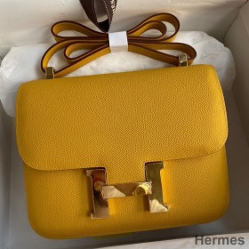 Hermes Constance 24 Handmade Bag In Jaune Ambre Epsom Calfskin