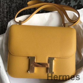Hermes Constance 24 Handmade Bag In Jaune Epsom Leather