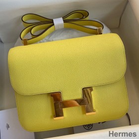 Hermes Constance 24 Handmade Bag In Lime Epsom Calfskin