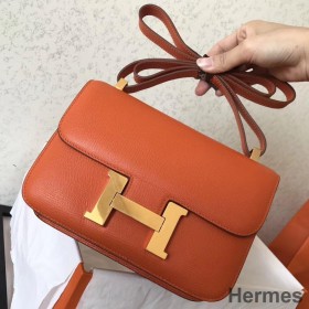 Hermes Constance 24 Handmade Bag In Orange Epsom Leather