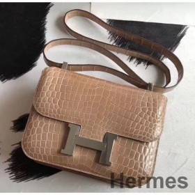 Hermes Constance 24 Handmade Bag In Poussiere Niloticus Crocodile