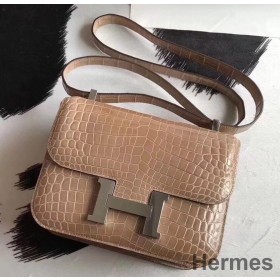 Hermes Constance 24 Handmade Bag In Poussiere Niloticus Crocodile