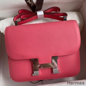 Hermes Constance 24 Handmade Bag In Rose Lipstick Epsom Calfskin