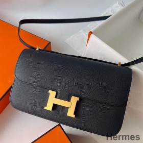 Hermes Constance Elan Handmade Bag In Black Epsom Calfskin