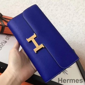 Hermes Constance Long Wallet In Blue Electric Epsom Leather