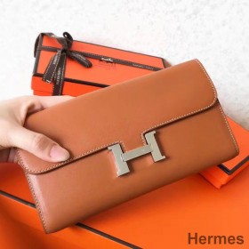Hermes Constance Long Wallet In Gold Swift Leather