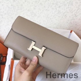 Hermes Constance Long Wallet In Grey Epsom Leather