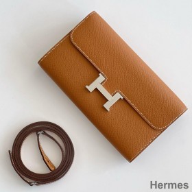 Hermes Constance To Go Wallet in Gold Epsom Calfskin