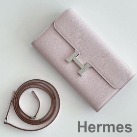 Hermes Constance To Go Wallet in Mauve Pale Epsom Calfskin