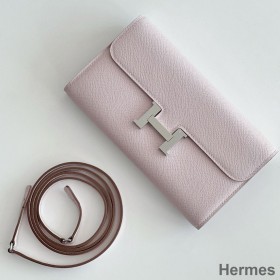 Hermes Constance To Go Wallet in Mauve Pale Epsom Calfskin