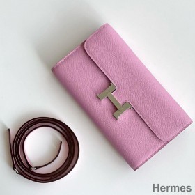 Hermes Constance To Go Wallet in Mauve Sylvestre Epsom Calfskin