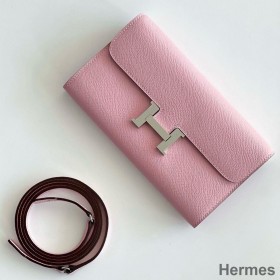 Hermes Constance To Go Wallet in Pink Epsom Calfskin