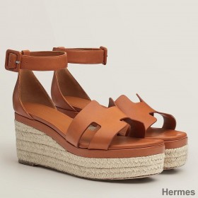 Hermes Elda Espadrilles in Brown Leather