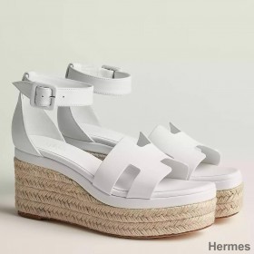 Hermes Elda Espadrilles in White Leather